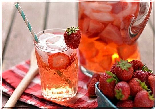 strawberries water