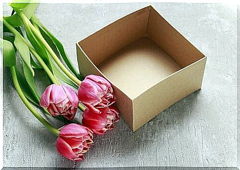 Cardboard boxes can be used as centerpieces.