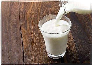 A glass of milk. 