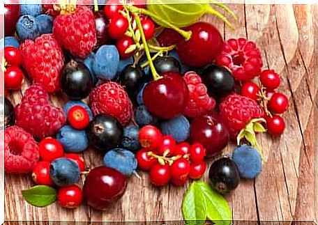 Red berries on a table.