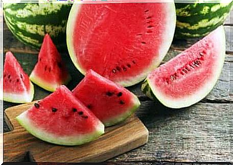 Pieces of watermelon.